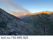 Fire on the hills near Peneda Geres National Park. Northen Portugal. Стоковое фото, агентство Ingram Publishing / Фотобанк Лори