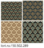 Damask seamless baroque ornament set. Ornate pattern element for design in Victorian style. It can be used for decorating of wedding invitations, greeting cards, decoration for bags and clothes.Vector illustration. Стоковая иллюстрация, агентство Ingram Publishing / Фотобанк Лори