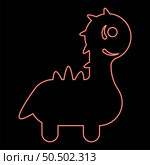 Neon funny dragon cute character dinosaur dino red color vector illustration image flat style light. Neon funny dragon cute character dinosaur dino red color vector illustration image flat style. Стоковая иллюстрация, агентство Ingram Publishing / Фотобанк Лори