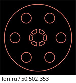 Neon drum of revolver russian roulette cylinder pistol handgun red color vector illustration image flat style light. Neon drum of revolver russian roulette cylinder pistol handgun red color vector illustration image flat style. Стоковая иллюстрация, агентство Ingram Publishing / Фотобанк Лори