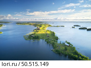 Aerial view of the famous Kizhi Pogost. Kizhi island, Lake Onega. Old church construction. . Стоковое фото, агентство Ingram Publishing / Фотобанк Лори