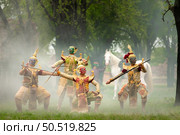 Khon, Is a classical Thai dance masked in Ramayana literature and this is a group of giant characters from the Tosakan side. Стоковое фото, агентство Ingram Publishing / Фотобанк Лори
