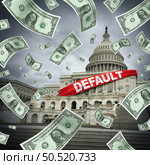 US Debt Default and the United States defaulting on government debts as financial market global crisis and banking industry challenge in a 3D illustration style. Стоковое фото, агентство Ingram Publishing / Фотобанк Лори