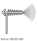 TV antenna and wave contour outline line icon black color vector illustration image thin flat style simple. TV antenna and wave contour outline line icon black color vector illustration image thin flat style. Стоковая иллюстрация, агентство Ingram Publishing / Фотобанк Лори