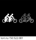 Two people on tandem bicycle ride together bike team concept riding travel set icon white color vector illustration image simple solid fill outline contour line thin flat style. Two people on tandem bicycle ride together bike team concept riding travel set icon white color vector illustration image solid fill outline contour line thin flat style. Стоковая иллюстрация, агентство Ingram Publishing / Фотобанк Лори