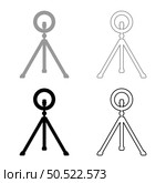 Led ring lamp on tripod with smartphone for phone studio photo light podcast concept equipment for streaming video set icon grey black color vector illustration image simple solid fill outline contour line thin flat style. Led ring lamp on tripod with smartphone for phone studio photo light podcast concept equipment for streaming video set icon grey black color vector illustration image solid fill outline contour line thin flat style. Стоковая иллюстрация, агентство Ingram Publishing / Фотобанк Лори