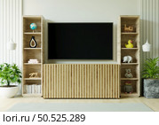 Furnished living room and wall mounted TV, 3D style. Стоковое фото, агентство Ingram Publishing / Фотобанк Лори