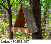 Простейшая самодельная кормушка из обрезков OSB. Стоковое фото, фотограф Вячеслав Палес / Фотобанк Лори
