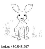 Vector image of a kangaroo sitting in the grass. Hand drawn sketch. Стоковая иллюстрация, агентство Ingram Publishing / Фотобанк Лори