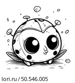 Cute cartoon ladybug. Black and white vector illustration for coloring book. Стоковая иллюстрация, агентство Ingram Publishing / Фотобанк Лори