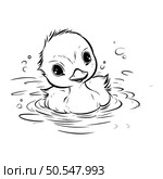 Vector illustration of a cute little duckling swimming in the water. Стоковая иллюстрация, агентство Ingram Publishing / Фотобанк Лори