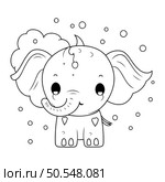 cute elephant animal cartoon vector illustration graphic design in black and white. Стоковая иллюстрация, агентство Ingram Publishing / Фотобанк Лори