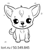 Cute Cartoon Chihuahua Dog Vector Illustration for Coloring Book. Стоковая иллюстрация, агентство Ingram Publishing / Фотобанк Лори