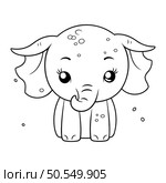 Coloring Page Outline Of Cute Baby Elephant Vector Illustration. Стоковая иллюстрация, агентство Ingram Publishing / Фотобанк Лори
