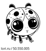 Cute cartoon ladybug. Black and white vector illustration for coloring book. Стоковая иллюстрация, агентство Ingram Publishing / Фотобанк Лори