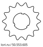Cogset sprocket bicycle star gear service sprocket cogs wheel with teeth engages with chain contour outline line icon black color vector illustration image thin flat style simple. Cogset sprocket bicycle star gear service sprocket cogs wheel with teeth engages with chain contour outline line icon black color vector illustration image thin flat style. Стоковая иллюстрация, агентство Ingram Publishing / Фотобанк Лори