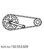 Chain bicycle link bike motorcycle two element crankset cogwheel sprocket crank length with gear for bicycle cassette system bike contour outline line icon black color vector illustration image thin flat style simple. Chain bicycle link bike motorcycle two element crankset cogwheel sprocket crank length with gear for bicycle cassette system bike contour outline line icon black color vector illustration image thin flat style. Стоковая иллюстрация, агентство Ingram Publishing / Фотобанк Лори