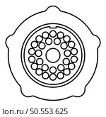 Grate for meat grinder plate mincer device for growing shallow of meat lattice with nut screw female screw pawl stop latch holder contour outline line icon black color vector illustration image thin flat style simple. Grate for meat grinder plate mincer device for growing shallow of meat lattice with nut screw female screw pawl stop latch holder contour outline line icon black color vector illustration image thin flat style. Стоковая иллюстрация, агентство Ingram Publishing / Фотобанк Лори