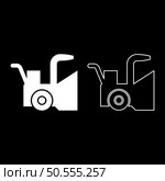 Snowblower snow clear machine snowplow truck plough clearing vehicle equipped seasons transport winter highway service equipment clean set icon white color vector illustration image simple solid fill outline contour line thin flat style. Snowblower snow clear machine snowplow truck plough clearing vehicle equipped seasons transport winter highway service equipment clean set icon white color vector illustration image solid fill outline contour line thin flat style. Стоковая иллюстрация, агентство Ingram Publishing / Фотобанк Лори