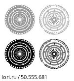 Car clutch basket cover cohesion transmission auto part plate kit repair service set icon grey black color vector illustration image simple solid fill outline contour line thin flat style. Car clutch basket cover cohesion transmission auto part plate kit repair service set icon grey black color vector illustration image solid fill outline contour line thin flat style. Стоковая иллюстрация, агентство Ingram Publishing / Фотобанк Лори