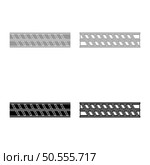 Reinforcement bar rebar ribbed metal rod set icon grey black color vector illustration image simple solid fill outline contour line thin flat style. Reinforcement bar rebar ribbed metal rod set icon grey black color vector illustration image solid fill outline contour line thin flat style. Стоковая иллюстрация, агентство Ingram Publishing / Фотобанк Лори