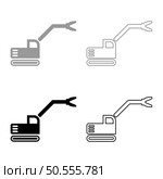 Sloopkraan building machine demolish wrecking cut knife crane truck set icon grey black color vector illustration image simple solid fill outline contour line thin flat style. Sloopkraan building machine demolish wrecking cut knife crane truck set icon grey black color vector illustration image solid fill outline contour line thin flat style. Стоковая иллюстрация, агентство Ingram Publishing / Фотобанк Лори