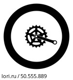Crankset cogwheel sprocket crank length with gear for bicycle cassette system bike icon in circle round black color vector illustration image solid outline style simple. Crankset cogwheel sprocket crank length with gear for bicycle cassette system bike icon in circle round black color vector illustration image solid outline style. Стоковая иллюстрация, агентство Ingram Publishing / Фотобанк Лори