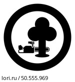 Chainsaw sawing tree woodchopper concept lumberjack arborist cutting deforestation prunes sprinking icon in circle round black color vector illustration image solid outline style simple. Chainsaw sawing board woodchopper concept lumberjack arborist cutting deforestation prunes sprinking icon in circle round black color vector illustration image solid outline style. Стоковая иллюстрация, агентство Ingram Publishing / Фотобанк Лори