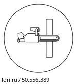 Chainsaw sawing board woodchopper concept lumberjack arborist cutting deforestation prunes sprinking icon in circle round black color vector illustration image outline contour line thin style simple. Chainsaw sawing board woodchopper concept lumberjack arborist cutting deforestation prunes sprinking icon in circle round black color vector illustration image outline contour line thin style. Стоковая иллюстрация, агентство Ingram Publishing / Фотобанк Лори