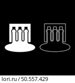 Hydro dam hydroelectric water power station hydropower energy technology plant powerhouse set icon white color vector illustration image simple solid fill outline contour line thin flat style. Hydro dam hydroelectric water power station hydropower energy technology plant powerhouse set icon white color vector illustration image solid fill outline contour line thin flat style. Стоковая иллюстрация, агентство Ingram Publishing / Фотобанк Лори