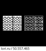 Air bubble wrap film for cushioning fragile packaging shockproof plastic roll polyethylene cargo safety concept set icon white color vector illustration image simple solid fill outline contour line thin flat style. Air bubble wrap film for cushioning fragile packaging shockproof plastic roll polyethylene cargo safety concept set icon white color vector illustration image solid fill outline contour line thin flat style. Стоковая иллюстрация, агентство Ingram Publishing / Фотобанк Лори