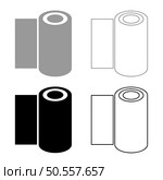 Roll paper towel disposable wrap wallpaper fabric tissue office equipment set icon grey black color vector illustration image simple solid fill outline contour line thin flat style. Roll paper towel disposable wrap wallpaper fabric tissue office equipment set icon grey black color vector illustration image solid fill outline contour line thin flat style. Стоковая иллюстрация, агентство Ingram Publishing / Фотобанк Лори