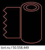 Neon roll paper towel disposable wrap wallpaper fabric tissue office equipment red color vector illustration image flat style light. Neon roll paper towel disposable wrap wallpaper fabric tissue office equipment red color vector illustration image flat style. Стоковая иллюстрация, агентство Ingram Publishing / Фотобанк Лори
