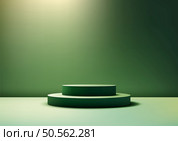 3D realistic green podium with a green background, Product display, Mockup, Showcase presentation. Vector illustration. Стоковая иллюстрация, агентство Ingram Publishing / Фотобанк Лори