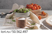 Italian bruschettas with roasted tomatoes, mozzarella cheese, pineapple slices and herbs. Стоковое фото, агентство Ingram Publishing / Фотобанк Лори