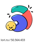 A playful abstract illustration of three rounded shapes in blue. green. and red. with a smiling yellow circle. This fun and quirky design is perfect for adding a touch of personality to websites. social media. or branding. Стоковая иллюстрация, агентство Ingram Publishing / Фотобанк Лори
