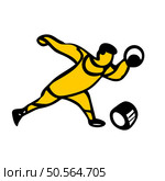 A simple. bold. and playful illustration of a stick figure throwing a ball. Perfect for sports related projects. games. and childrens books. Стоковая иллюстрация, агентство Ingram Publishing / Фотобанк Лори
