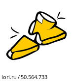 A playful and abstract illustration of a broken yellow arrow. symbolizing failure. error. or interruption. Стоковая иллюстрация, агентство Ingram Publishing / Фотобанк Лори
