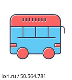 A simple and playful illustration of a red and blue bus. Perfect for representing transportation. travel. or public services. Стоковая иллюстрация, агентство Ingram Publishing / Фотобанк Лори