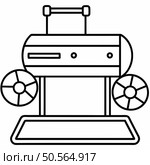Simple black and white line art illustration of a submersible or underwater drone. Perfect for educational materials. technology articles. or infographics about ocean exploration. Стоковая иллюстрация, агентство Ingram Publishing / Фотобанк Лори