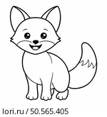 A cute cartoon fox with big eyes and a fluffy tail. perfect for coloring pages. childrens books. and educational materials. Стоковая иллюстрация, агентство Ingram Publishing / Фотобанк Лори