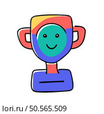 A cheerful. cartoon style trophy with a smiling face. perfect for celebrating achievements in a fun and lighthearted way. Стоковая иллюстрация, агентство Ingram Publishing / Фотобанк Лори