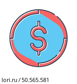 A colorful and stylized icon featuring a dollar sign within a circular frame. Perfect for representing money. finance. or business. Стоковая иллюстрация, агентство Ingram Publishing / Фотобанк Лори