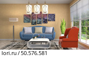 Interior living room. 3d illustration. Стоковое фото, агентство Ingram Publishing / Фотобанк Лори