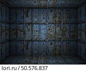 Interior scene of grungy and scratched metal room. Стоковое фото, агентство Ingram Publishing / Фотобанк Лори