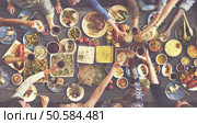 Friends Happiness Enjoying Dinning Eating Concept. Стоковое фото, агентство Ingram Publishing / Фотобанк Лори