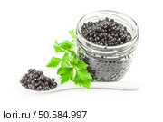 Beluga caviar isolated on a white background with clipping path. Beluga roe. Стоковое фото, агентство Ingram Publishing / Фотобанк Лори