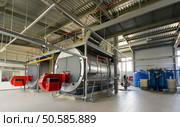 Gas boilers in gas boiler room. Стоковое фото, агентство Ingram Publishing / Фотобанк Лори