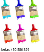 some colored paintbrushes isolated on white macro shot. Стоковое фото, агентство Ingram Publishing / Фотобанк Лори