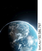 Earth planet viewed from space showing north america,3d render of planet Earth with detailed relief and atmosphere,elements of this image furnished by NASA.Global overview.Cinematic feeling with glow. Стоковое фото, агентство Ingram Publishing / Фотобанк Лори